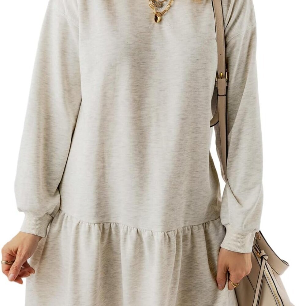 Women's Long Sleeve Pullover Mini Dress Casual Fall Winter Sweatshirt
